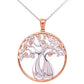 Australian Boab Tree's with Pink and White Diamonds set into the branches surrounded by a Rose Gold ring and articulated bail