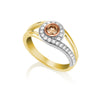 Bondi Ring featuring an Australian Chocolate Diamond and White Diamonds set in White, Rose and Yellow Gold