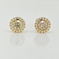 Halo Earrings featuring Champagne and White Diamonds set in Yellow Gold