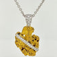 Gold Nugget Pendant embellished with White Gold and White Diamonds Pavé set