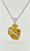 Gold Nugget Pendant embellished with White Gold and White Diamonds Pavé set