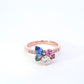 Colours of the Pilbara Ring - Rose Gold Cluster design with Pink Sapphire, Blue Sapphire, Green Tourmaline, White Diamonds and Champagne Diamond from the Argyle mine
