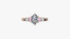 Bespoke Marquise Ring set in Rose Gold with Pink, Blue and White Diamonds from the Argyle mine